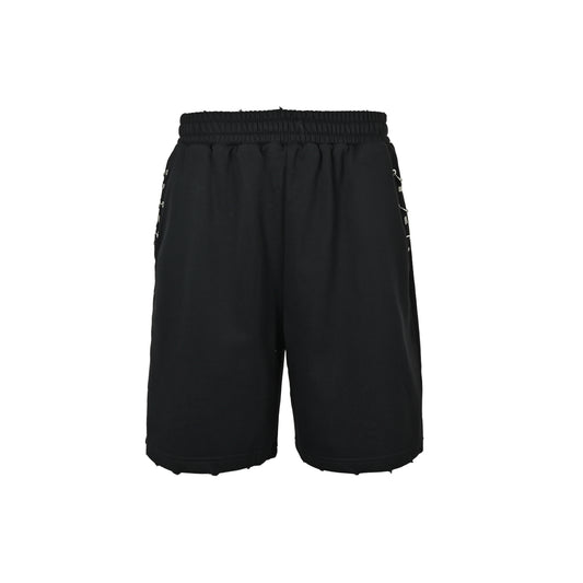 Balenciaga/Balanciaga classic engraved logo metal ring button shorts