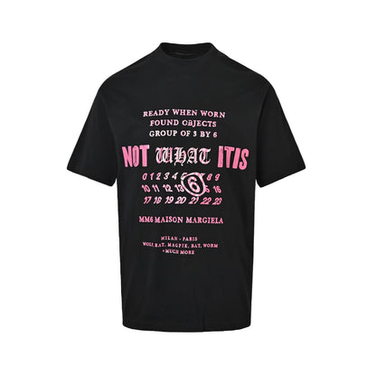 Maison Margiela/Margiela pink letter contrast printed round neck short sleeves