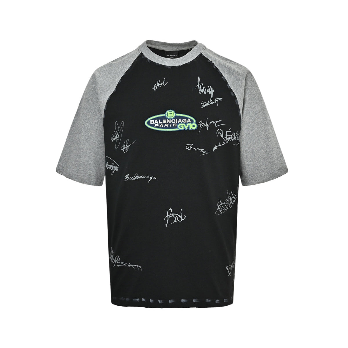 Balenciaga 26ss signature letter print splicing short sleeves