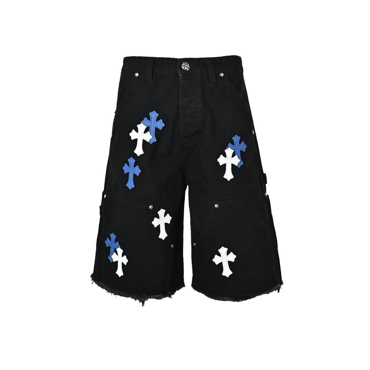 Chrome Hearts/Chrome Heart leather label cross denim shorts