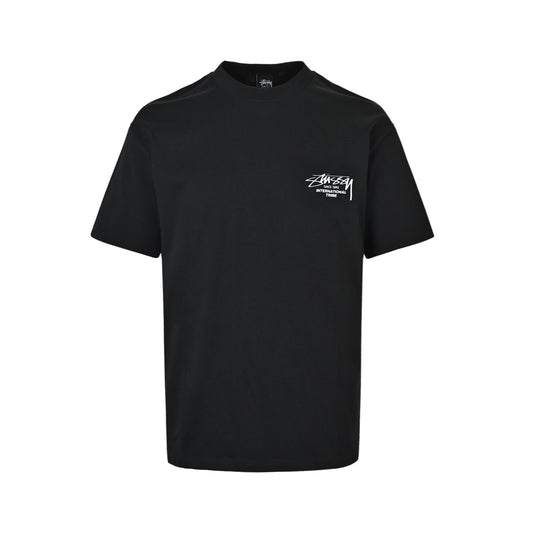 Stussy short sleeves with lettering and slogan printing on the back