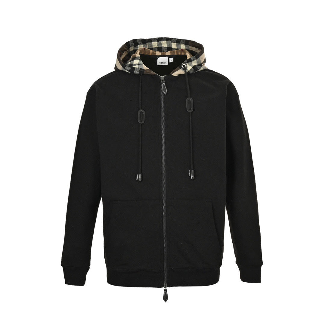 Burberry 23Fw plaid hooded zipper hooded sweatshirt jacket