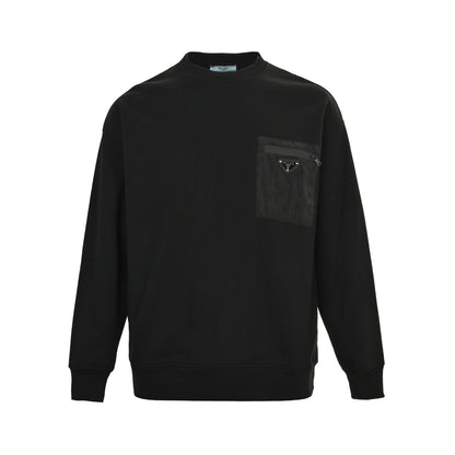 Prada 25Fw nylon pocket triangle logo round neck sweatshirt
