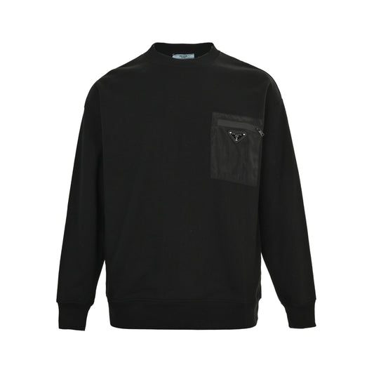 Prada 25Fw nylon pocket triangle logo round neck sweatshirt