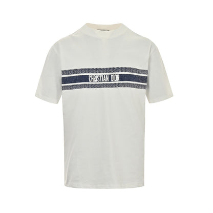 Dior 23ss blue striped letter print short sleeves