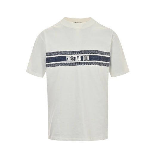 Dior 23ss blue striped letter print short sleeves