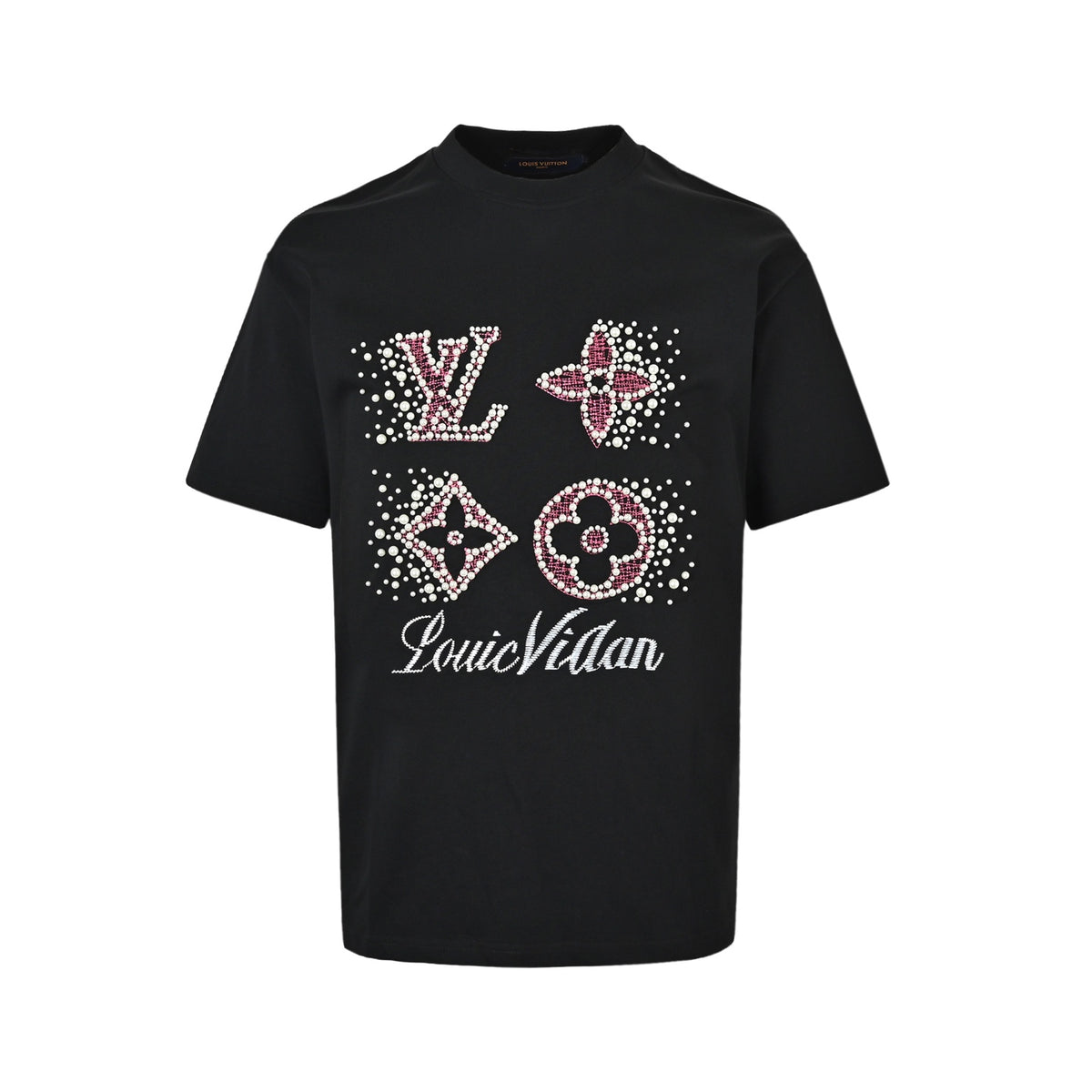 Louis Vuitton line beaded embroidery round neck short sleeves