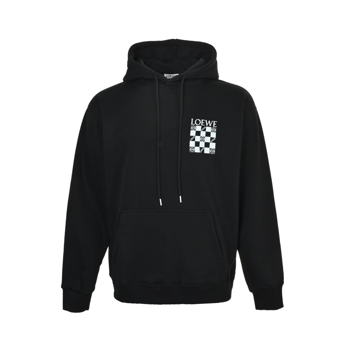 Loewe/Luo Yiwei 25Fw checkerboard hooded sweatshirt