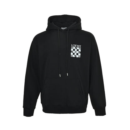 Loewe/Luo Yiwei 25Fw checkerboard hooded sweatshirt