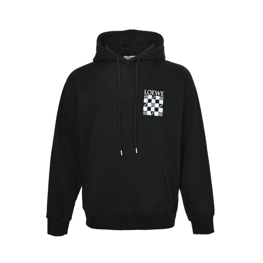 Loewe/Luo Yiwei 25Fw checkerboard hooded sweatshirt