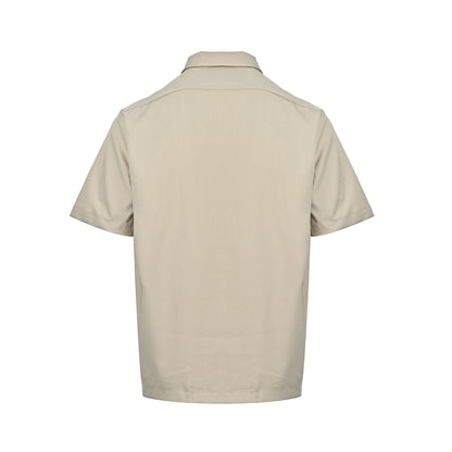 Louis Vuitton pocket leather label silk cotton velvet blend short-sleeved shirt