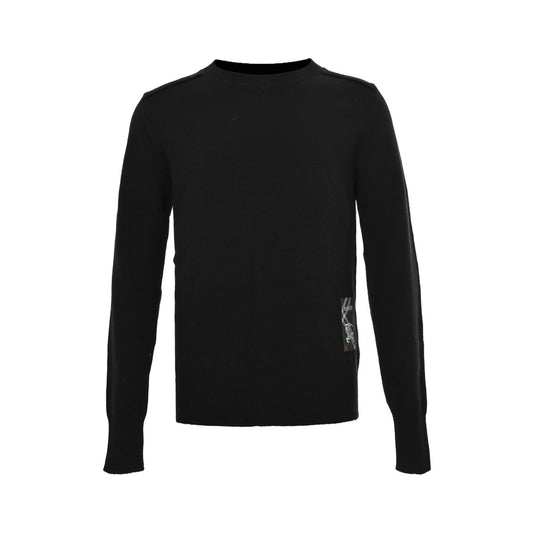 Burberry plaid war horse patch crew neck sweater