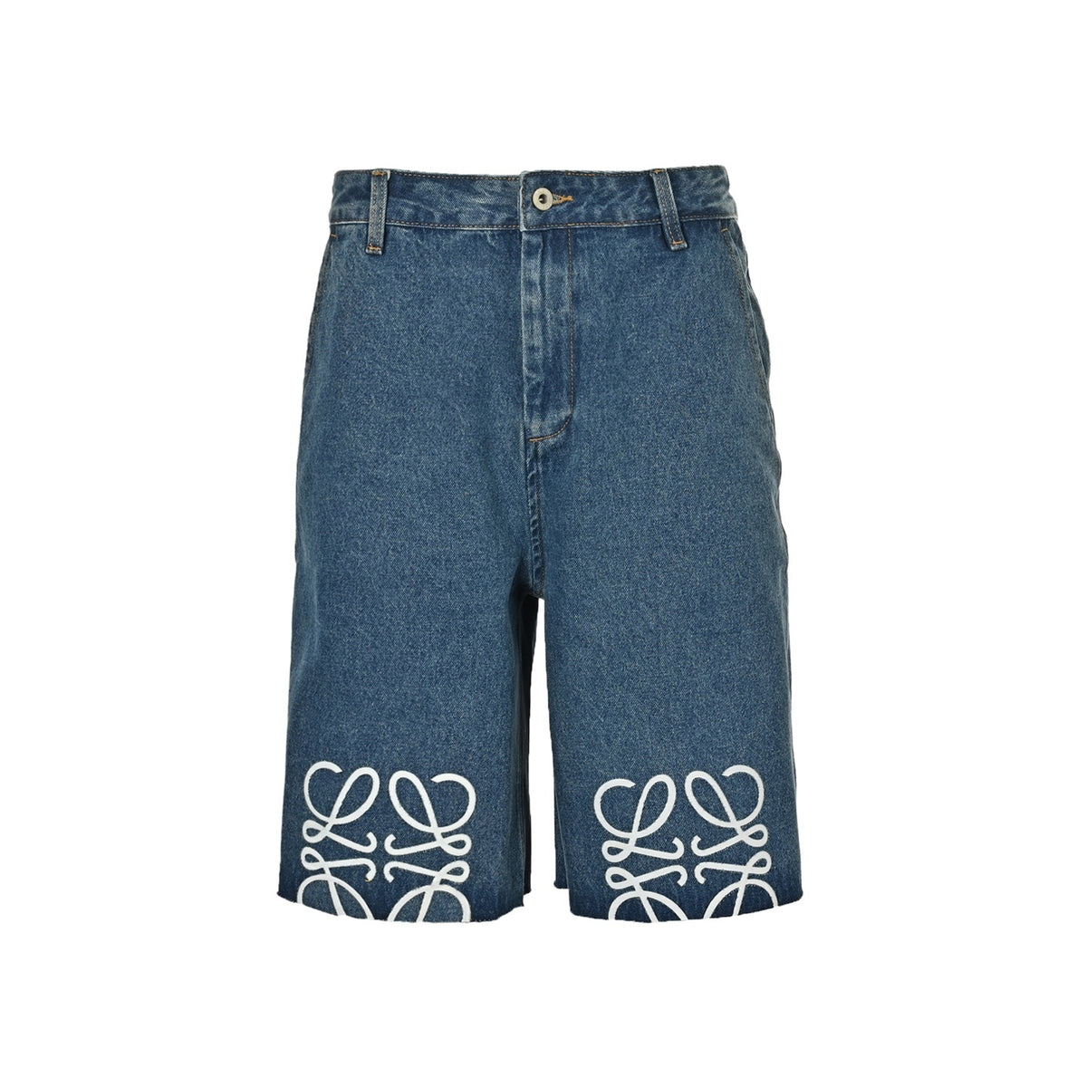 Loewe/Luoyiwei Anagram semi-embroidered denim denim shorts
