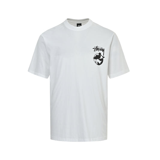 Stussy geometric pattern printed short sleeves on the back