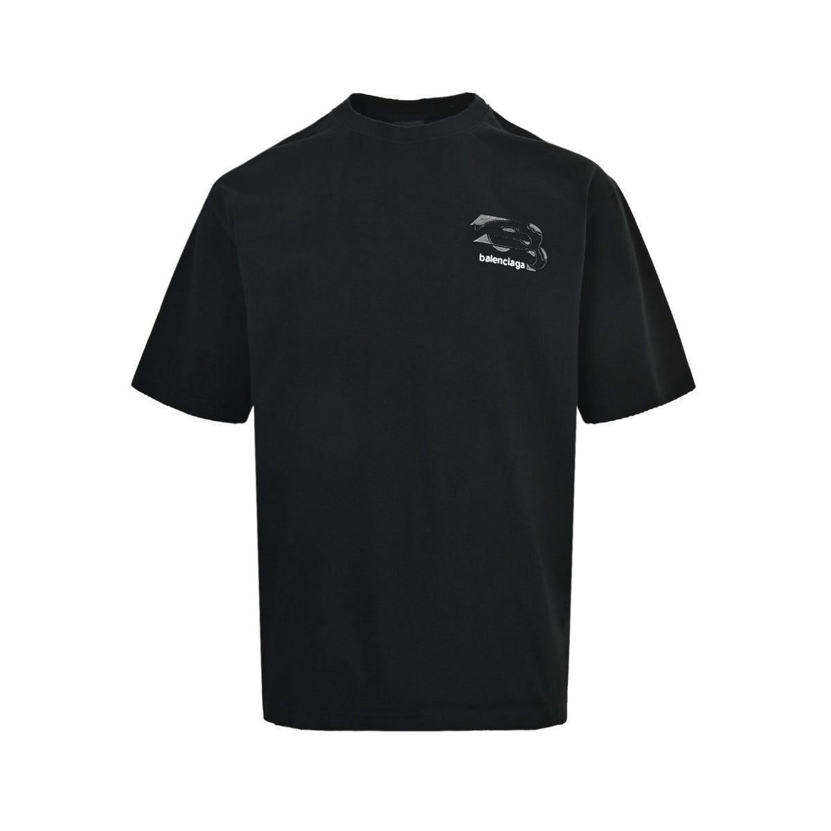Balenciaga patchwork contrast color washed hole short sleeves