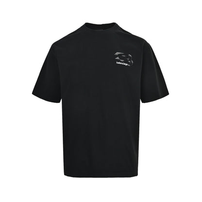 Balenciaga patchwork contrast color washed hole short sleeves