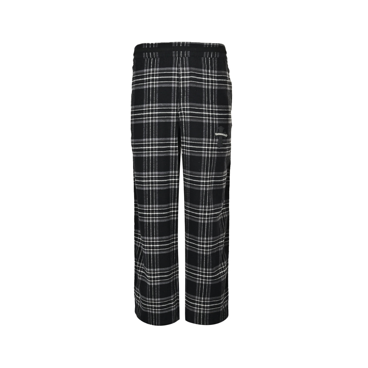 Chrome Hearts all-over plaid cross leather label trousers