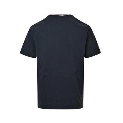 Fendi color stripe collar FF letter embroidered short sleeves
