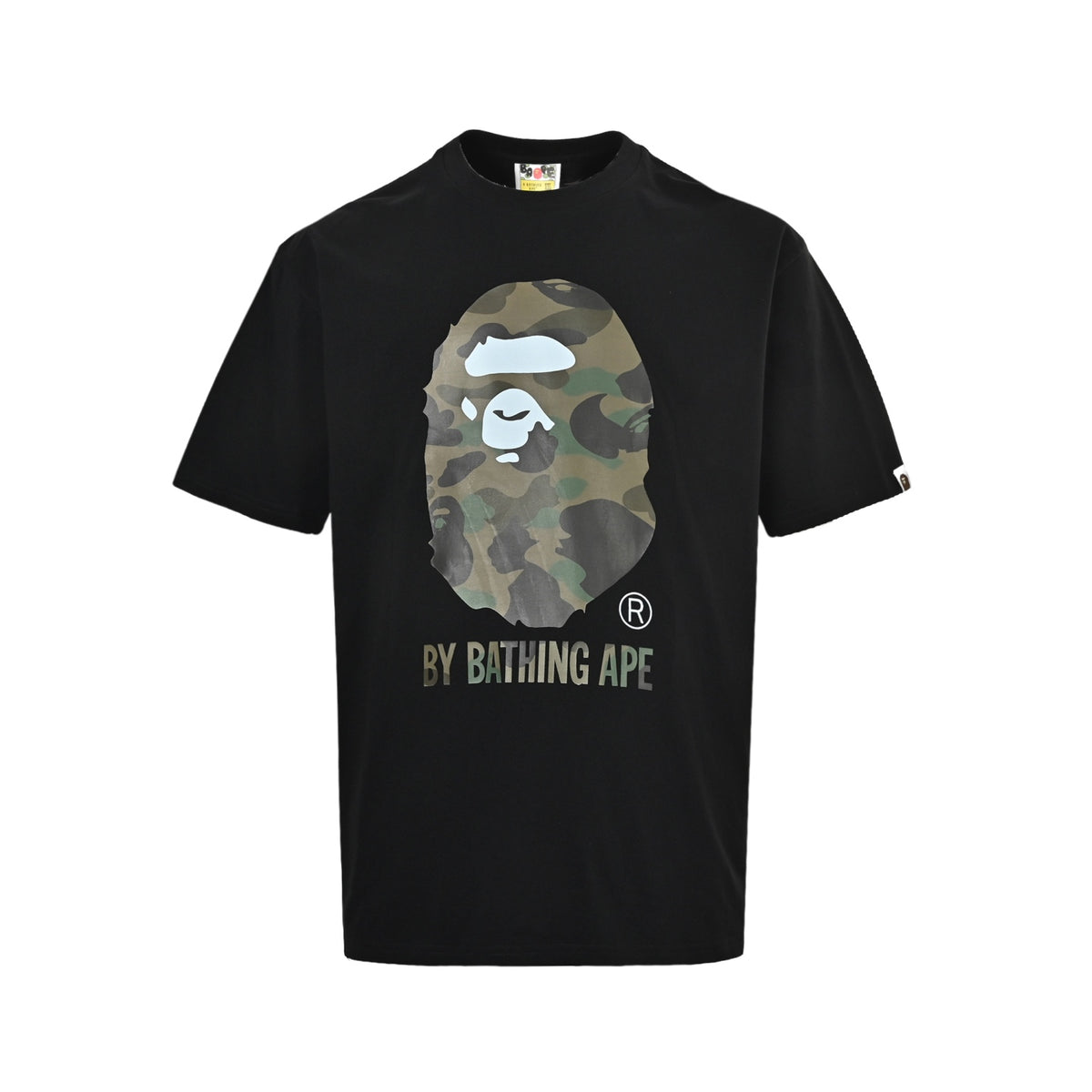 BAPE 26ss classic green camouflage great ape head letter print short sleeves