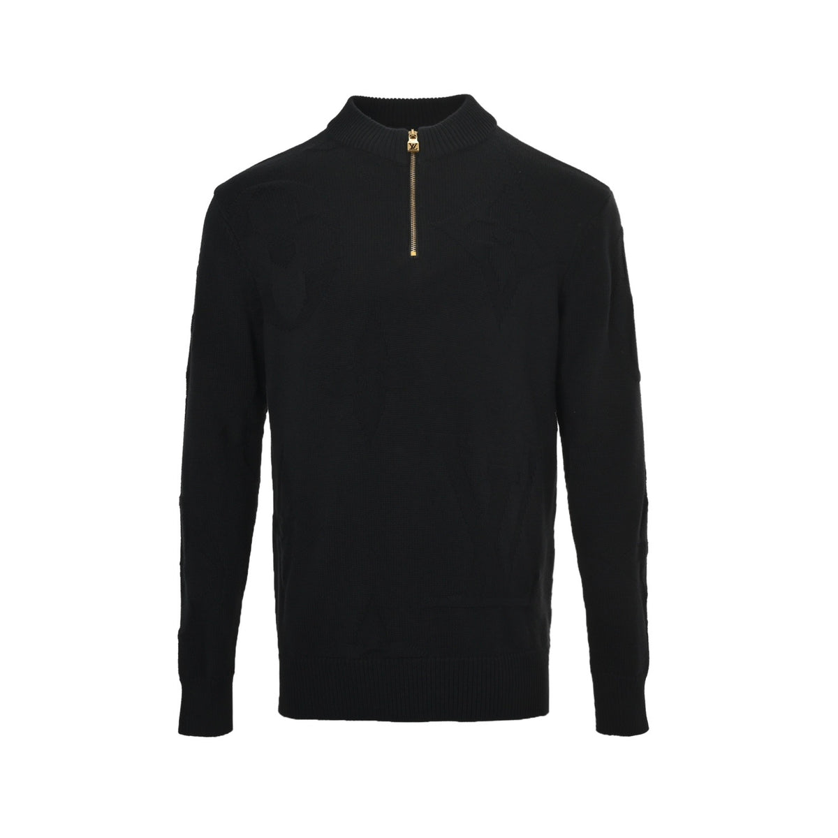 Louis Vuitton dark pattern old flower jacquard half-zip sweater