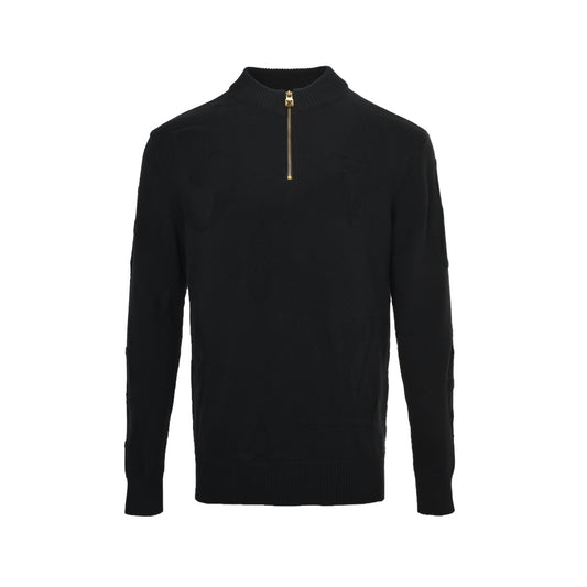 Louis Vuitton dark pattern old flower jacquard half-zip sweater