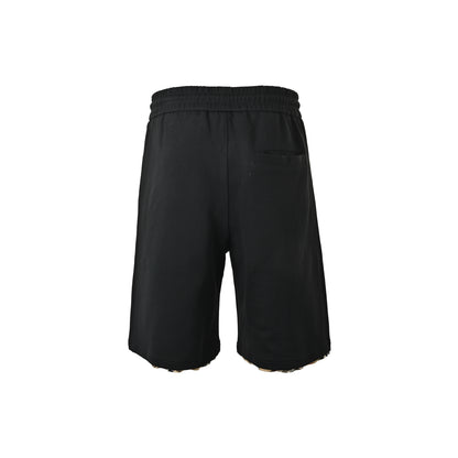 Burberry plaid trim war horse embroidered shorts