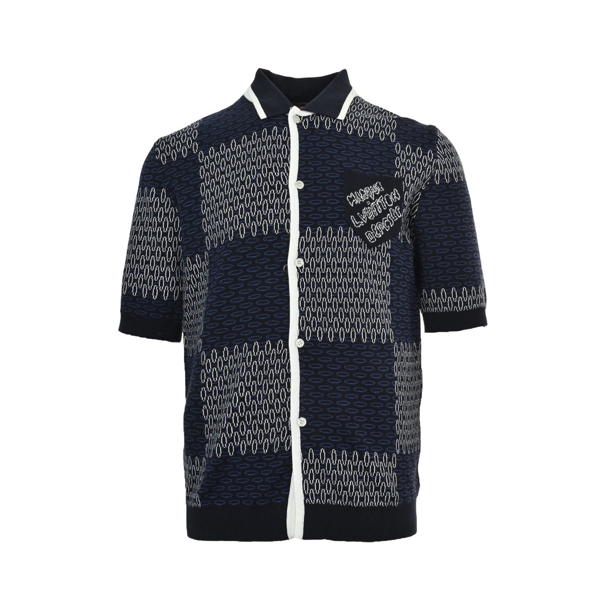 Louis Vuitton 26ss checkerboard jacquard knitted cardigan short sleeves