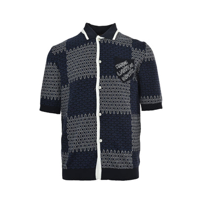 Louis Vuitton 26ss checkerboard jacquard knitted cardigan short sleeves