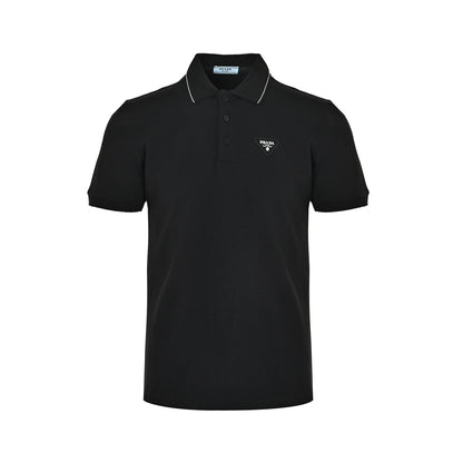 Prada classic triangle logo embroidered Polo short sleeves