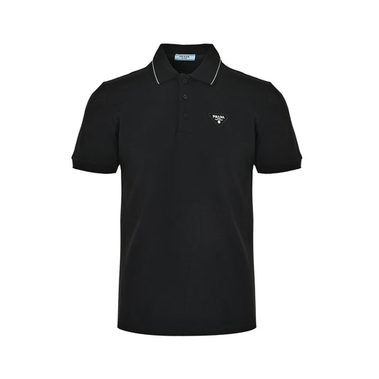 Prada classic triangle logo embroidered Polo short sleeves