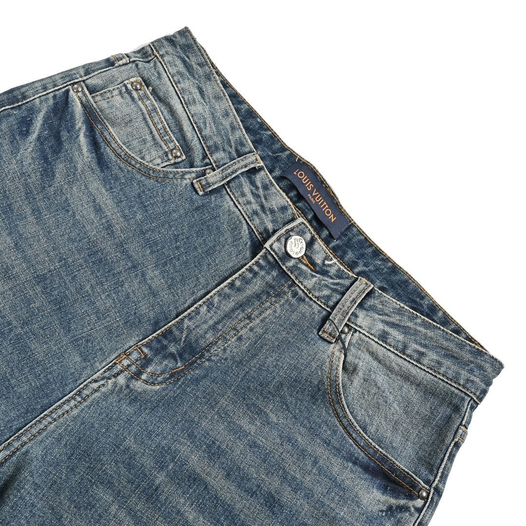 Louis Vitton/Louis Vuitton 23Fw back pocket graffiti lettering jeans