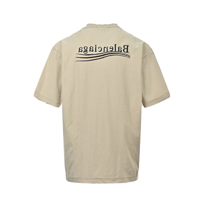 Balenciaga 25ss flip double-sided Coke embroidered short sleeves