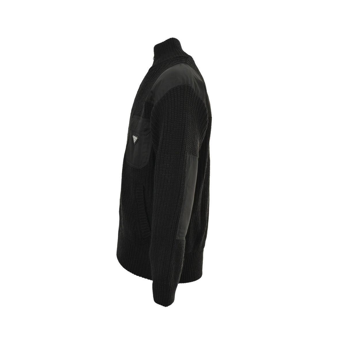 Prada triangle patchwork knitted sweater jacket