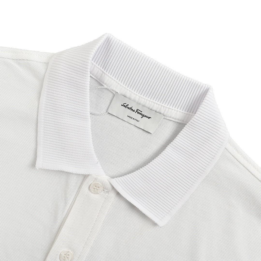 Ferragamo 24ss Polo short sleeves with embroidered letters on the chest