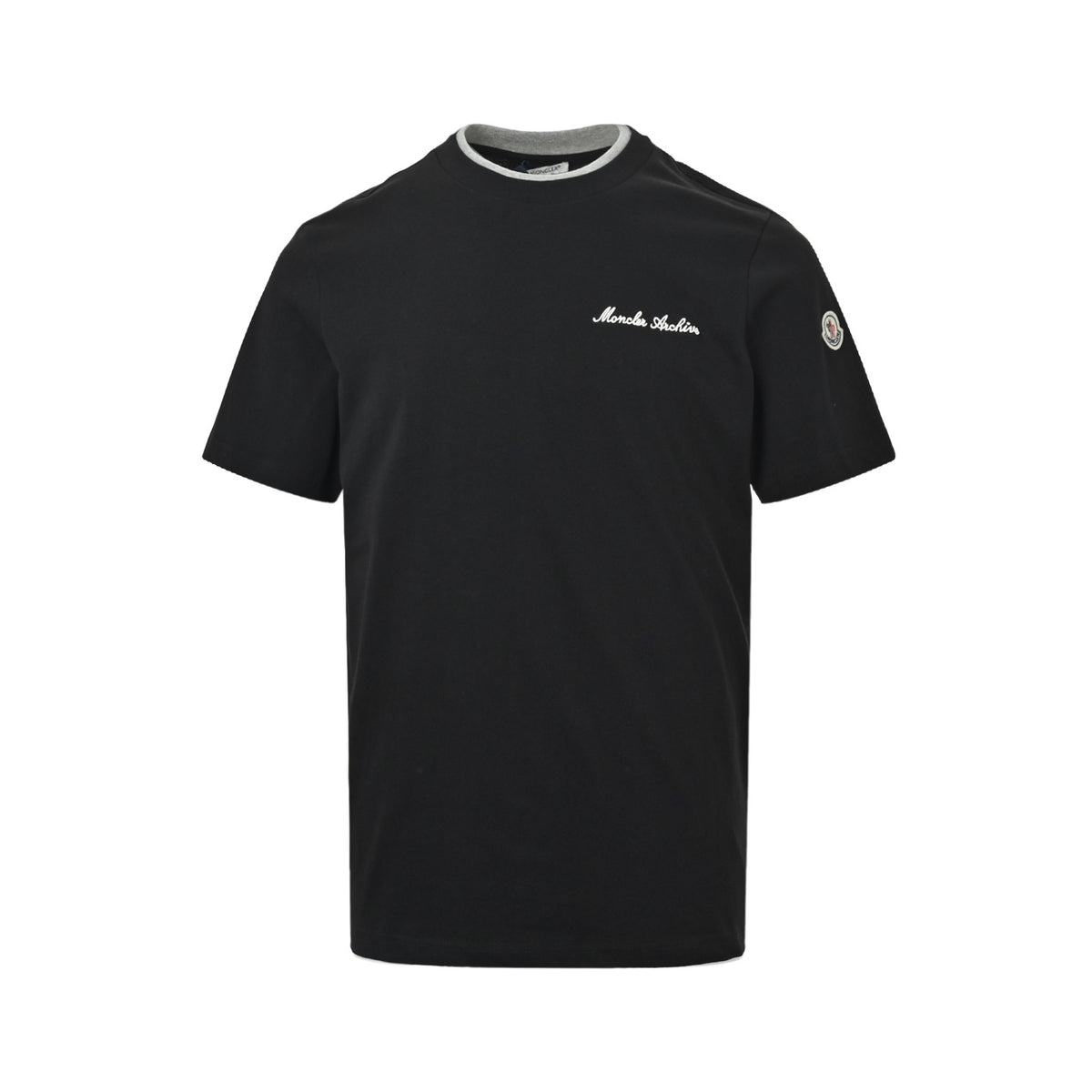 Moncler/Mask 26ss embroidered logo fake two piece short sleeves