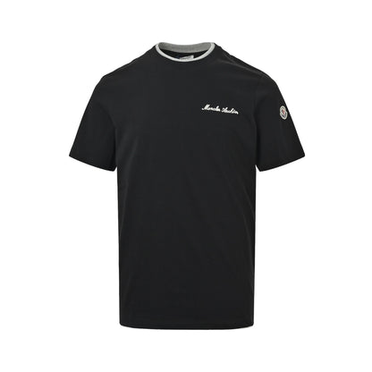 Moncler/Mask 26ss embroidered logo fake two piece short sleeves