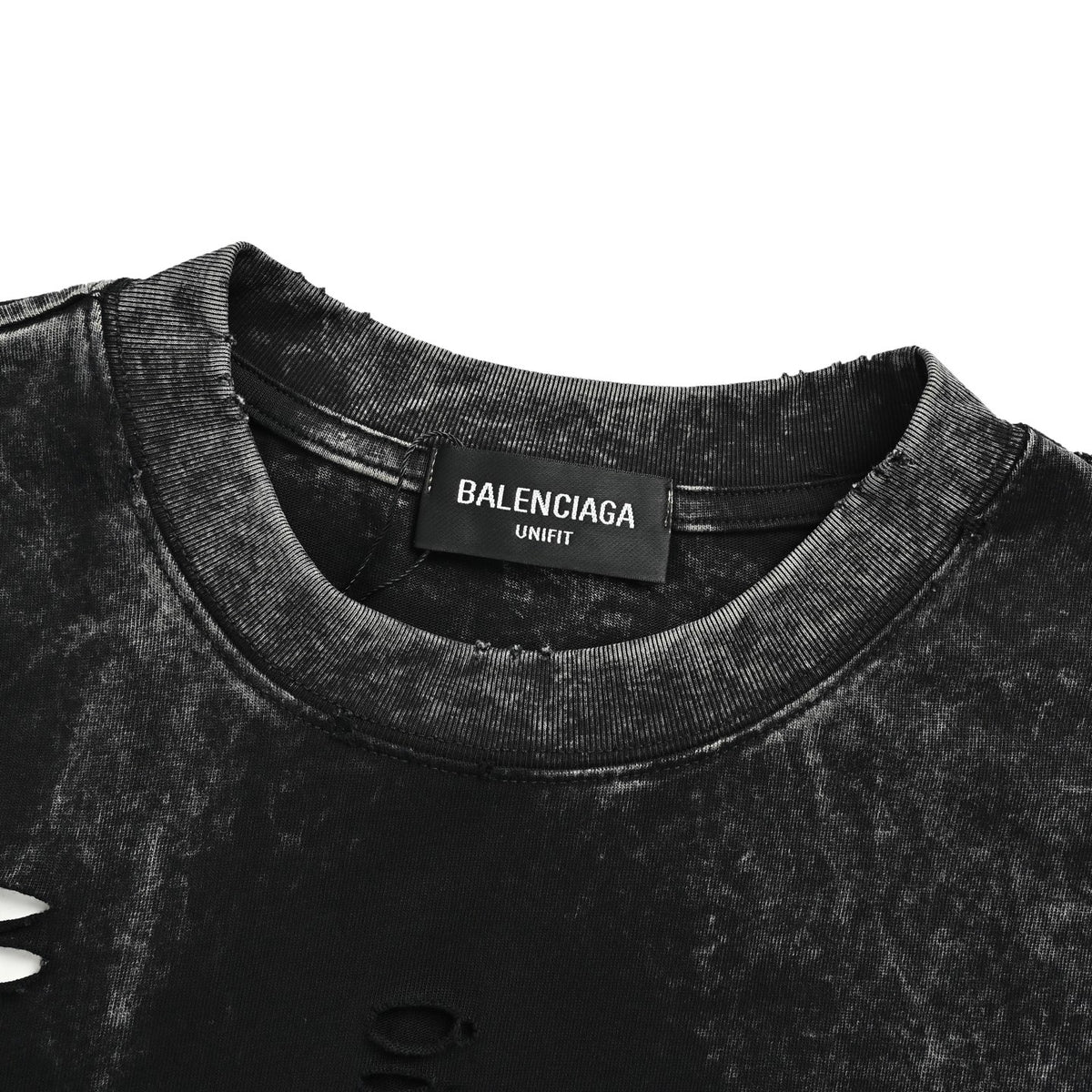 Balenciaga washed Sanskrit letter print destroyed round neck short sleeves