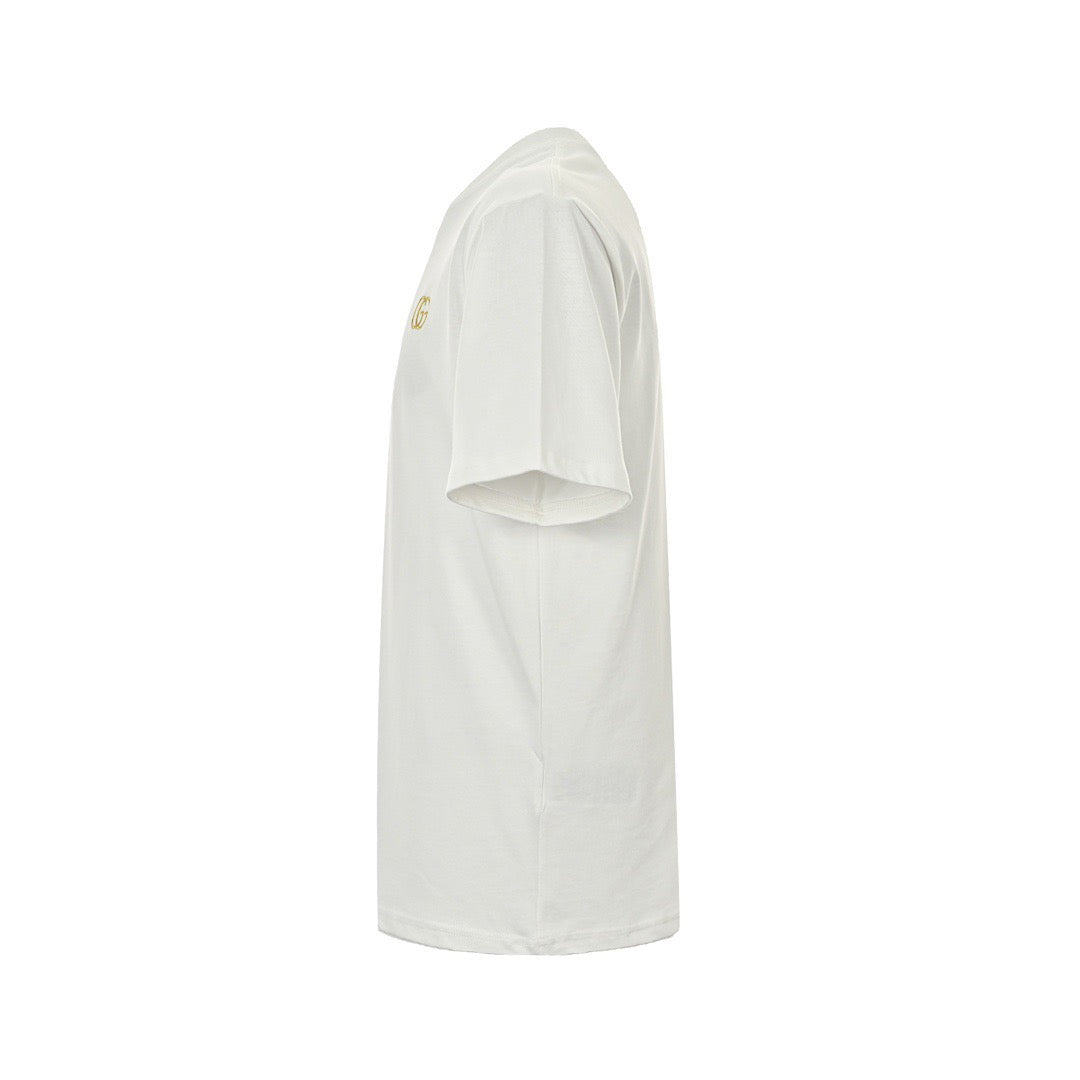 Gucci 22ss double G gold label embroidered short sleeves