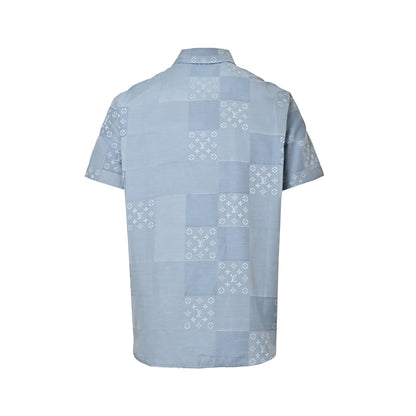 Louis Vuitton 26ss old flower jacquard stitching short-sleeved shirt