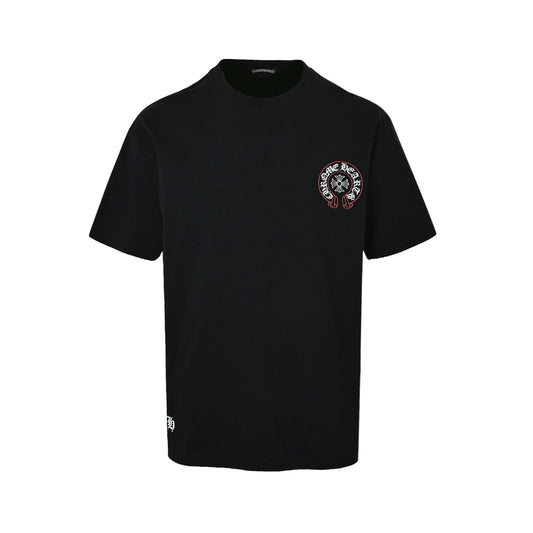 Chrome Hearts Pink Stroke Horseshoe Print Short Sleeves