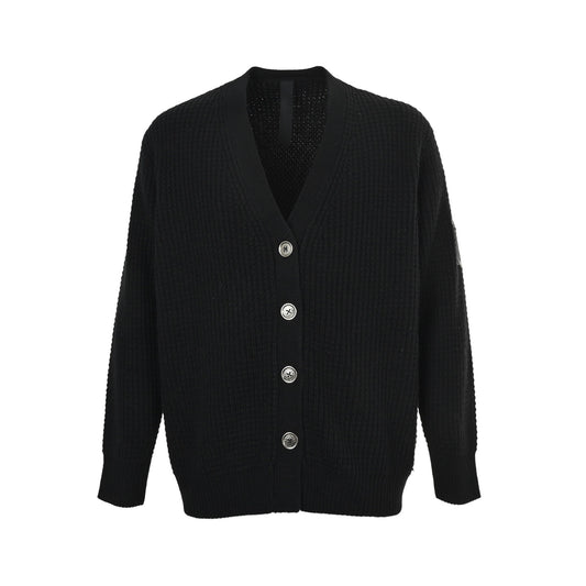 Chrome Hearts/Chrome Heart Sleeve Leather Cross Waffle Cashmere Cardigan