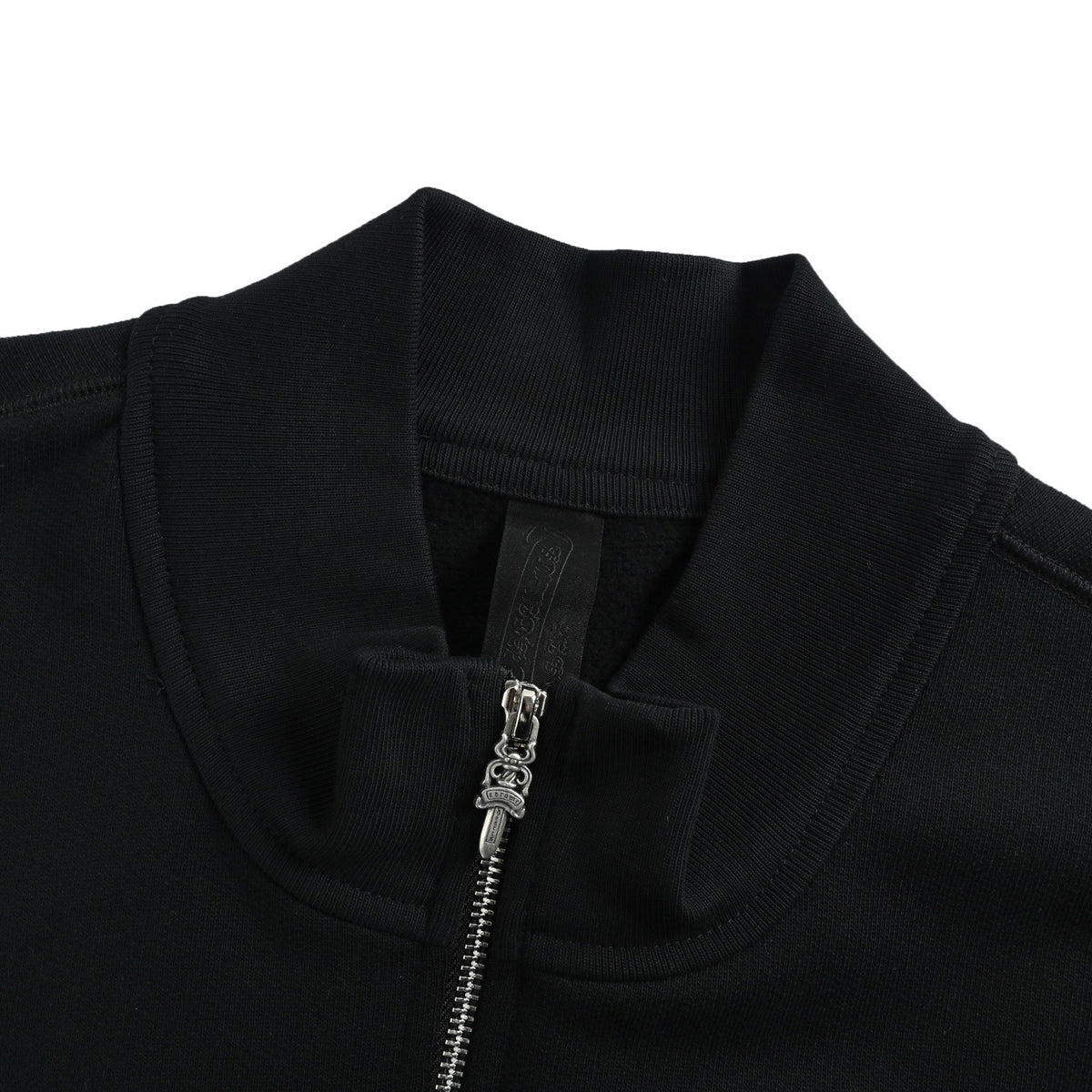 Chrome Hearts/Chrome Heart Cross Half-Zip Leather Stand Collar Sweatshirt