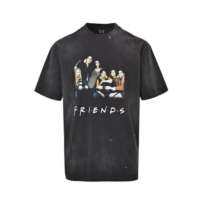 SAINT MICHAEL SM Friends Drinking Coffee Printed Short Sleeve