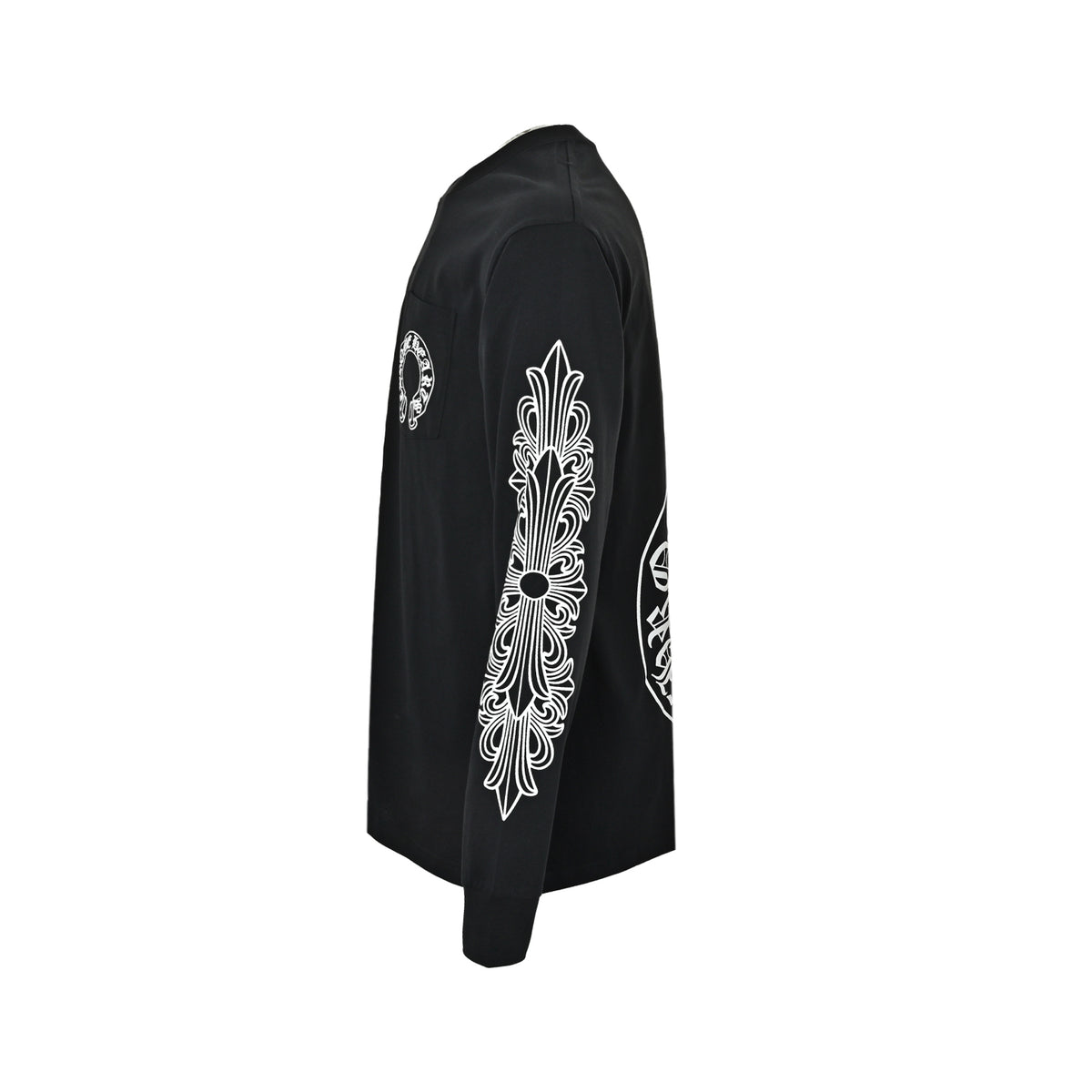 Chrome Hearts/Chrome Heart Cross Flower Arm Sanskrit Scroll Print Long Sleeve T-Shirt