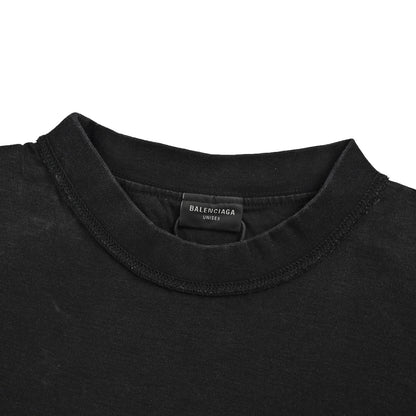 Balenciaga 25ss patch embroidered slogan washed short sleeves