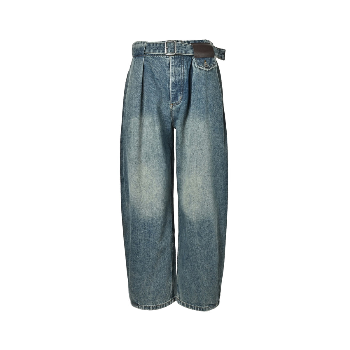 Loewe/Luo Yiwei 26ss leather brand tips scimitar loose jeans