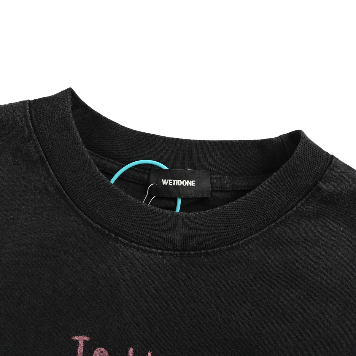 We11 Done fluorescent line bear washed long-sleeved T-shirt