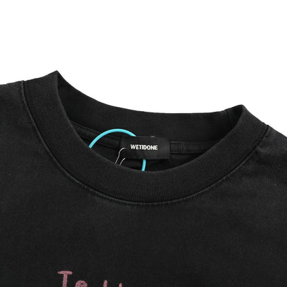 We11 Done fluorescent line bear washed long-sleeved T-shirt