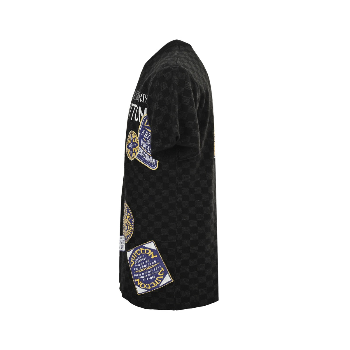 Louis Vuitton 25ss luggage tag checkerboard jacquard knitted short sleeves