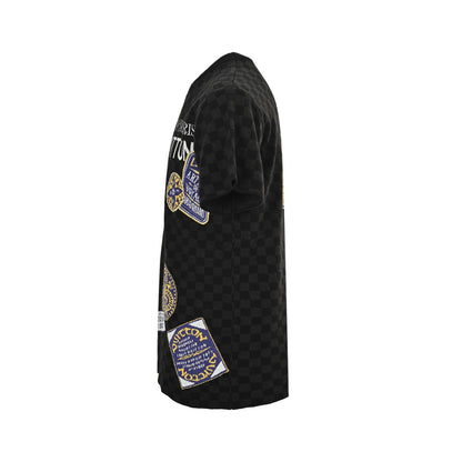 Louis Vuitton 25ss luggage tag checkerboard jacquard knitted short sleeves